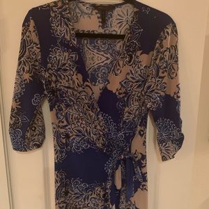 Blue print wrap dress